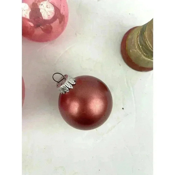 VTG Lot of 7 Ornament Bell Holiday Christmas Pink Mercury Glass - Picture 11 of 16